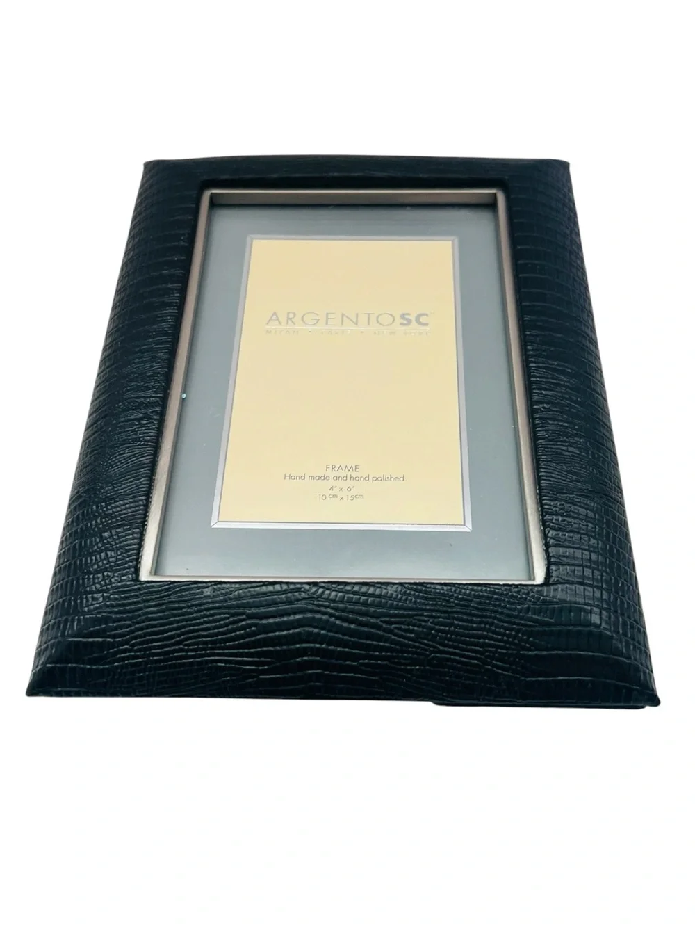 Vintage Argento SC Black Lizard Textured Photo Frame